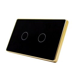 Công tắc cảm ứng Zigbee Qsmart 2 nút đen viền vàng