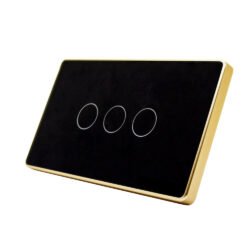 Công tắc cảm ứng Zigbee Qsmart 3 nút đen viền vàng