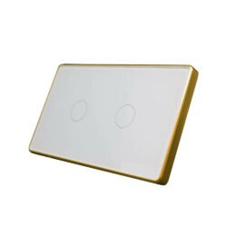 Công tắc cảm ứng Zigbee 2 nút trắng viền vàng