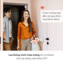 Khoá điện tử cho cửa gỗ Vconnex tích hợp loa thông minh chào mừng