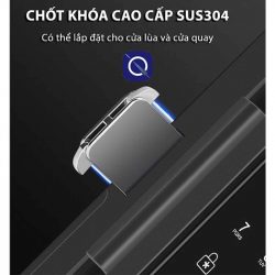 Chốt khoá cao cấp SUS304 ở khoá cửa kính cường lực vân tay Kitos GL60