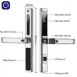 Cấu tạo của khoá cửa nhôm vân tay Kitos AL650
