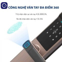 Khoá cửa vân tay Kitos G300 sở hữu công nghệ vân tay đa điểm 360