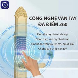 Khoá vân tay mạ vàng với công nghệ vân tay đa điểm