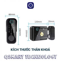 Kích thước Khoá vân tay cửa cổng ngoài trời DL04 - Qsmart Technology