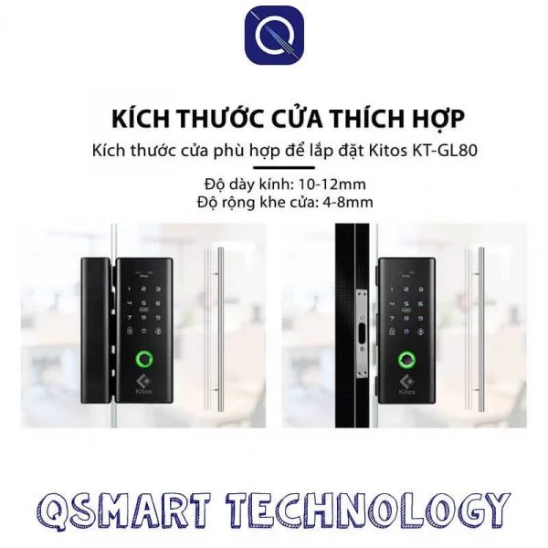 kích thước cửa phù hợp để lắp khoá vân tay Kitos GL80